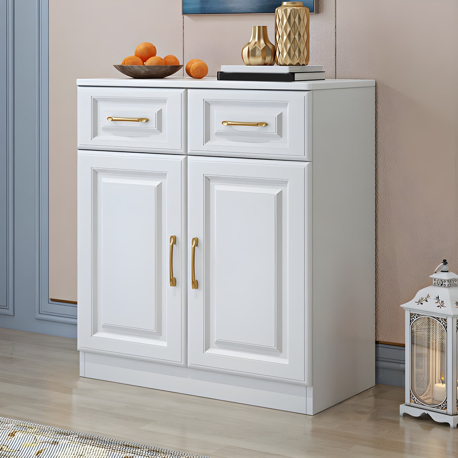 Modern Wood Buffet Sideboard with Cabinets, Drawers, and Shelves - No Distressing - image 3