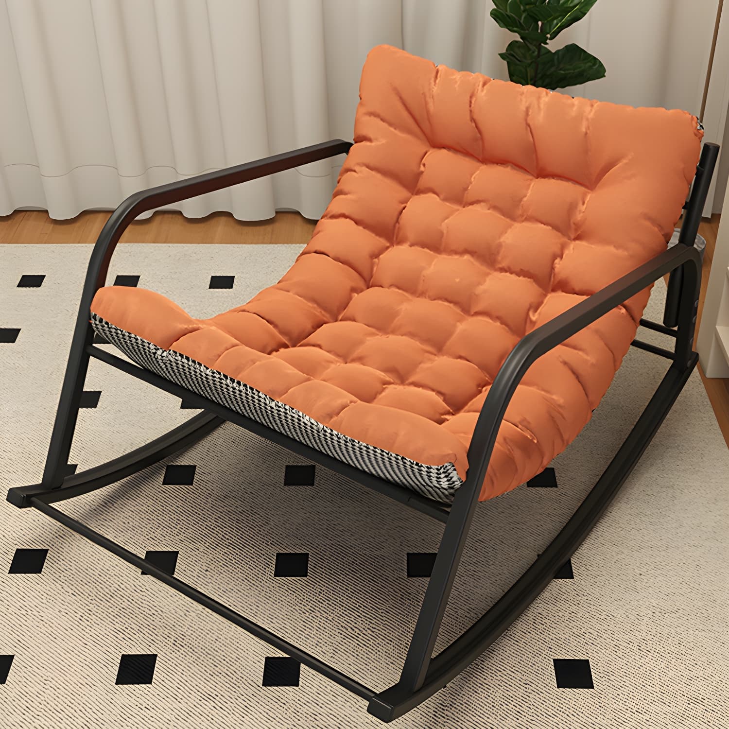 Modern Metal Rocking Chair with Sleek Black Legs - Stylish and Comfortable for Indoor Use - image 8