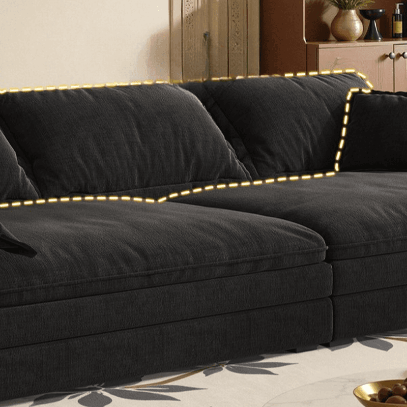 Art Deco Ink Solid Color Water Resistant Sofa Couch/Single Sofa for 5-seater/4-seater/6-seater with 2 Pillows