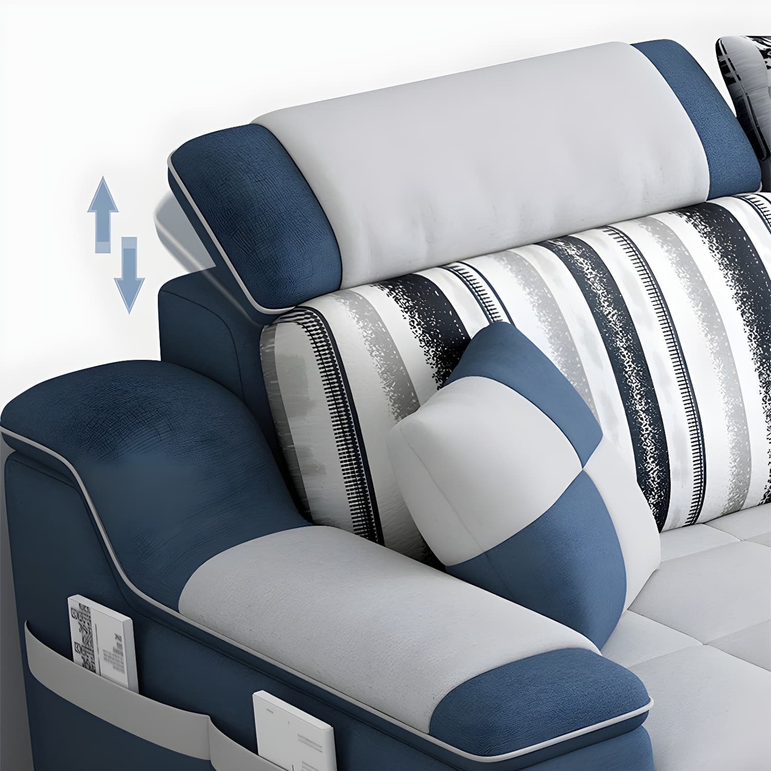 Reversible L-Shape Scandinavian Sectional Sofa with Ottoman and Adjustable Headrest in 2 Piece Set - image 17