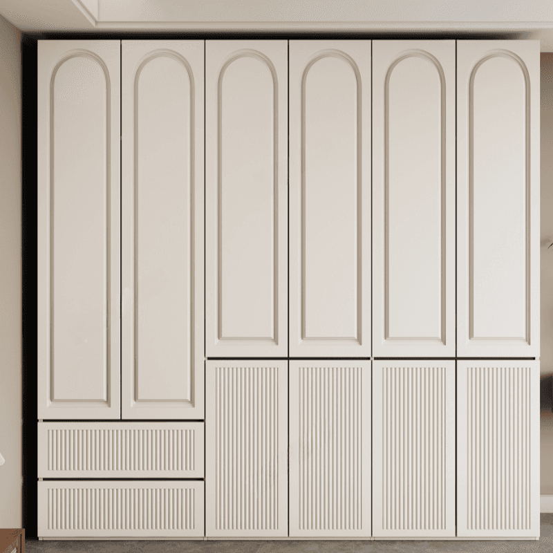 White Minimalist Manufactured Wood Independent Wardrobe Closet with Soft Close Drawer, Soft Close Door, and Interior Shelves - image 3
