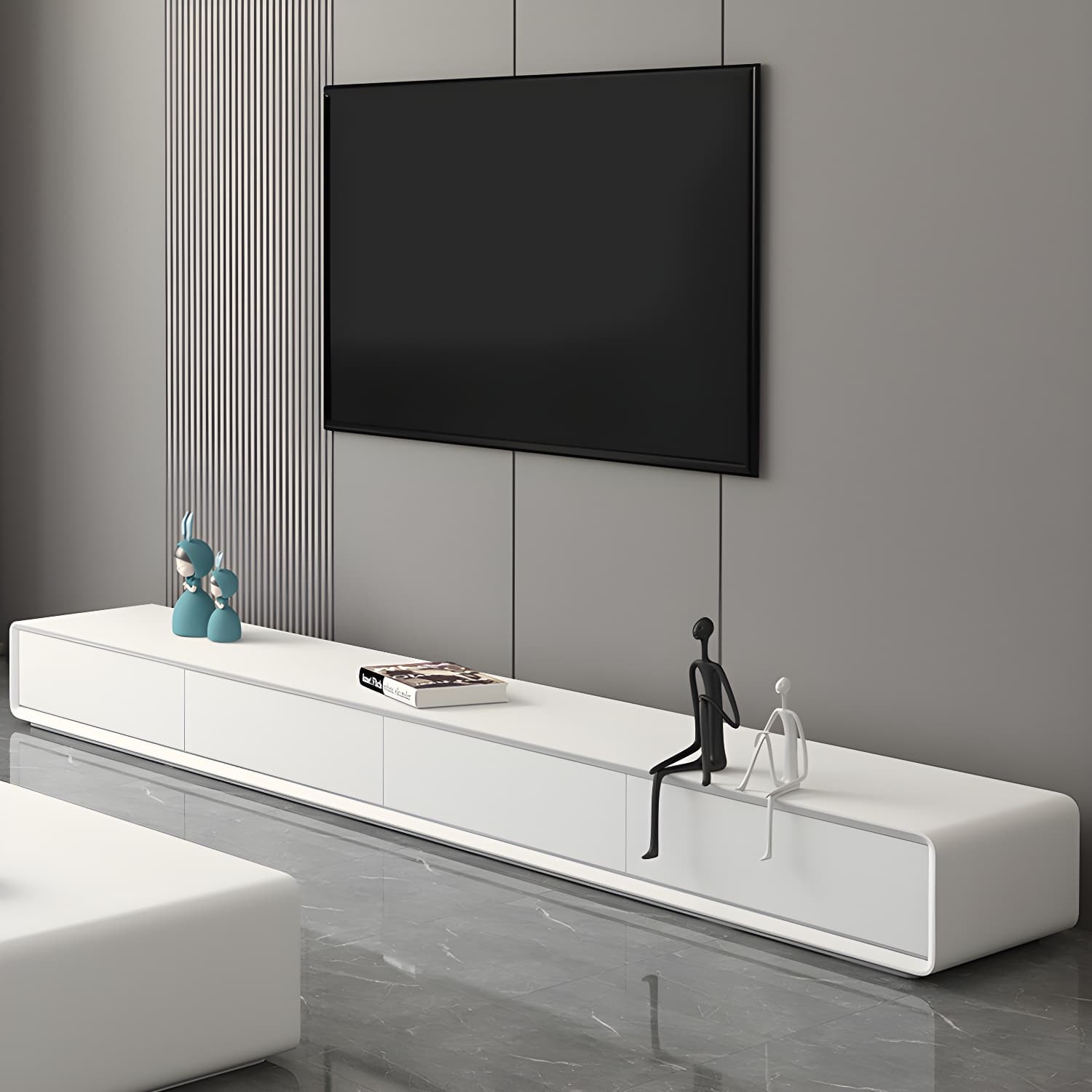 16 - Inch D White TV Console with Glide Drawer Included , Contemporary TV Stand - image 8