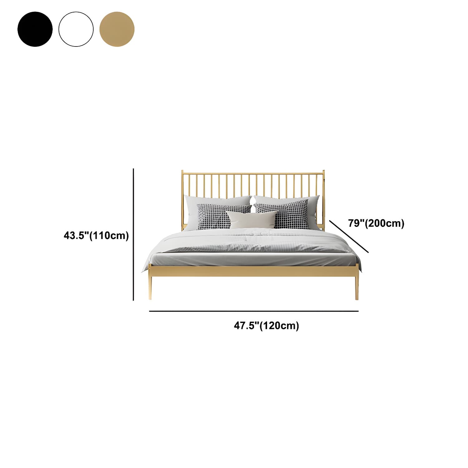 Contemporary Iron Open Frame Bed with Spindle Headboard for Bedroom - image 12