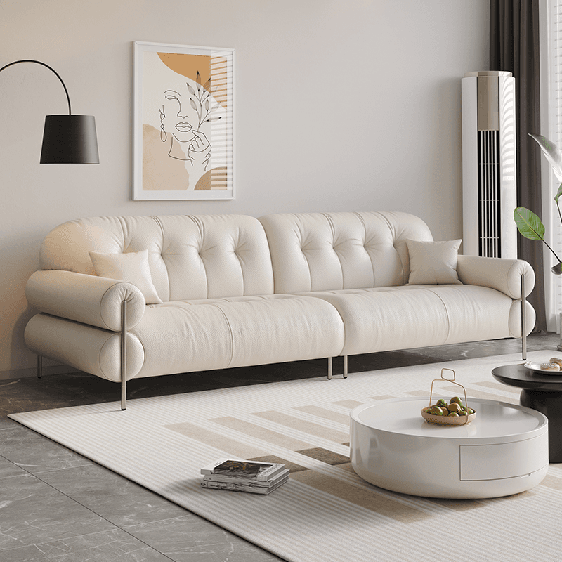 Tear Resistant Standard Sofa with Pu/Flannel Upholstery in Grey/Auburn/Ivory - image 8