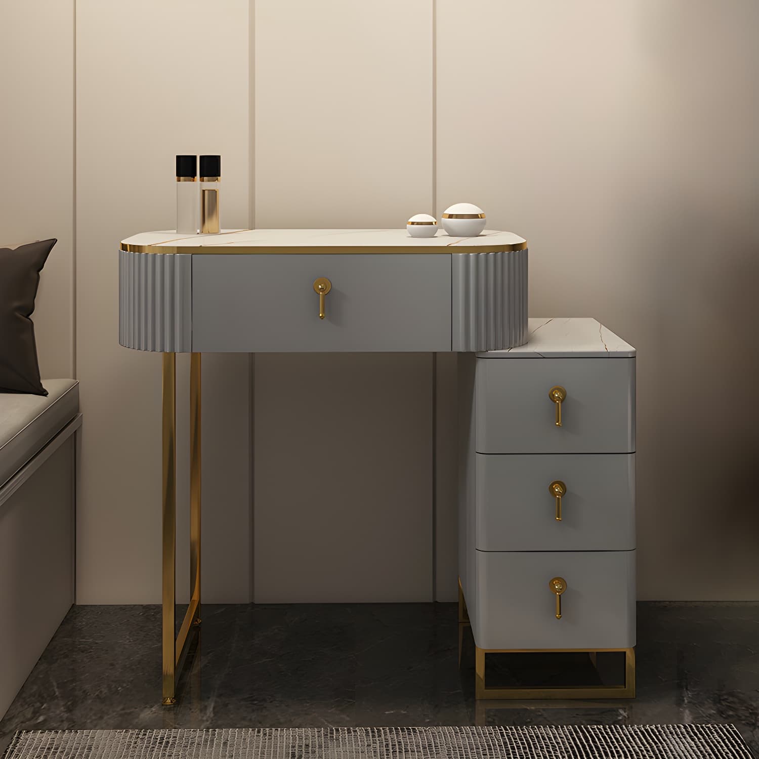 Contemporary Makeup Vanity Desk Table 29.9" H Bedroom Makeup Counter - image 15