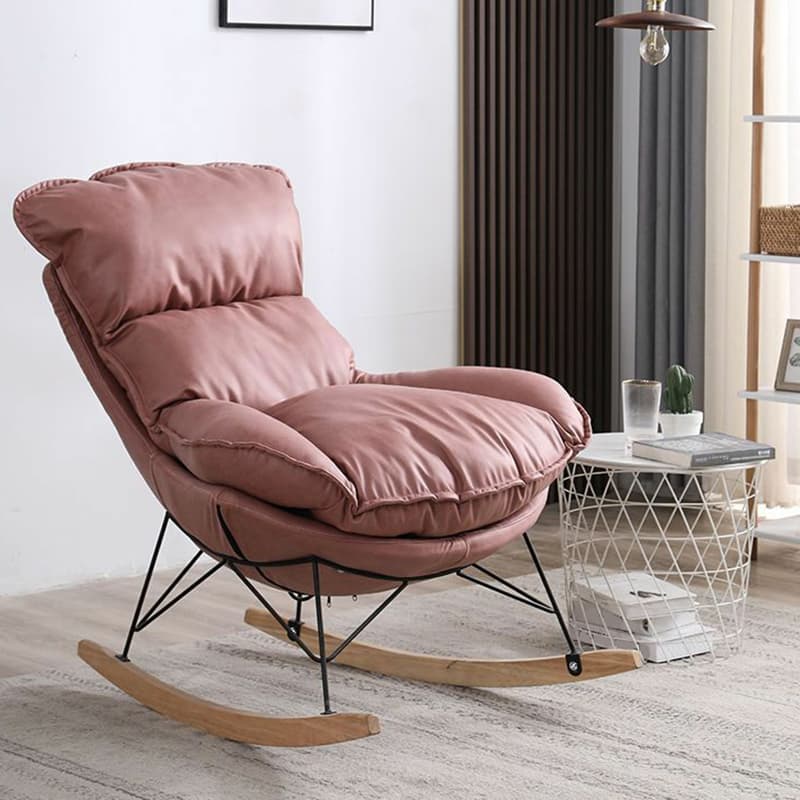 Stationary Rocker for Nursery Natural Wood Finish with Ottoman and Rear - image 9