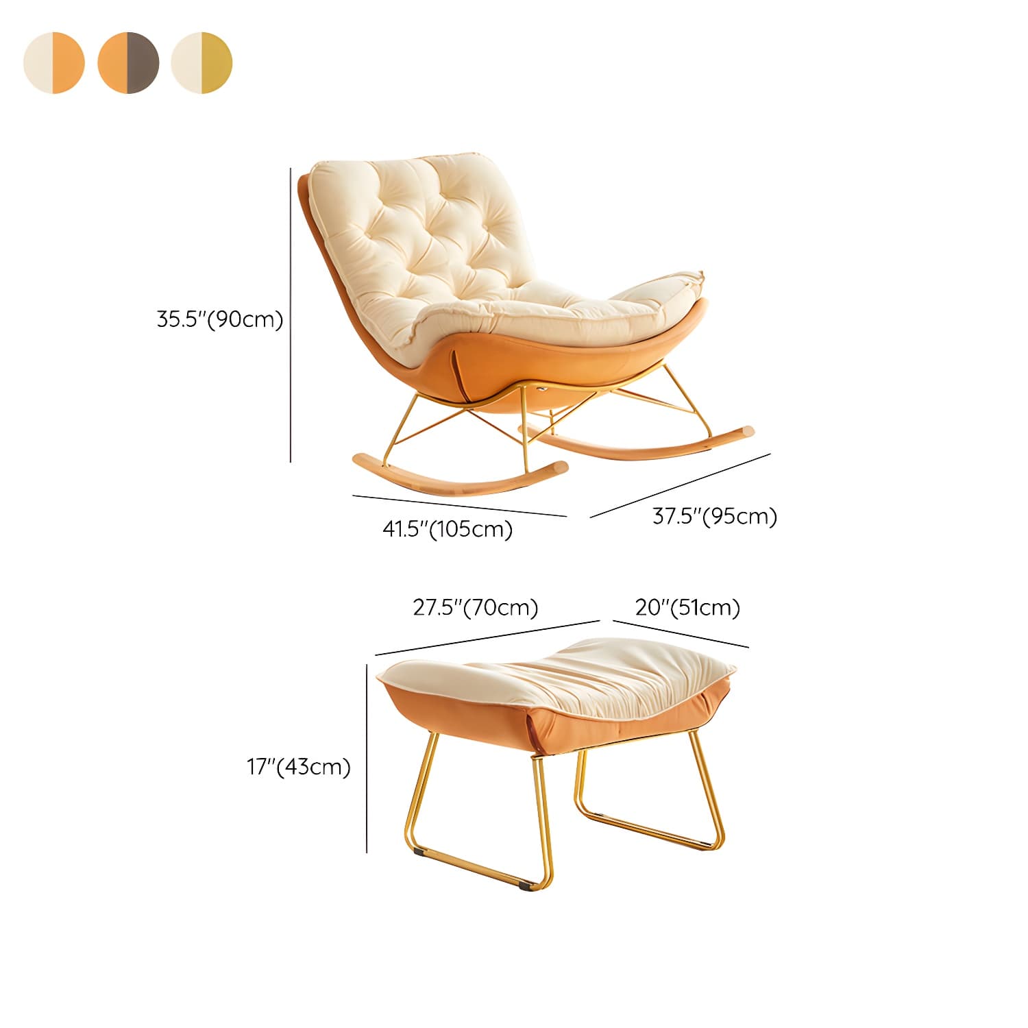 Tufted Rocking Accent Chair Contemporary Solid Wood with Removable Cushions - image 18