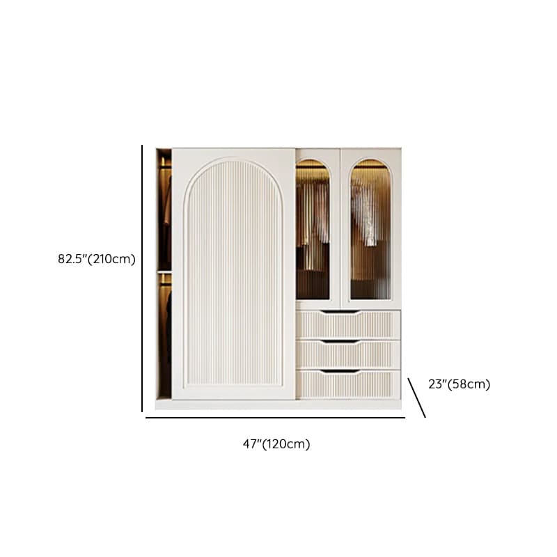 Chalk Composite Wood Cabinet Armoire with Soft Close Drawer, Specular Mirror, Soft Close Door, Interior Shelves, and Clothing Rod - image 9