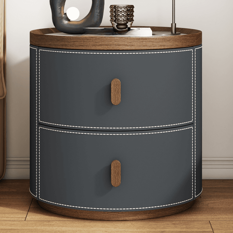 Art Deco 2 Tiers Nightstand With Drawer Storage and Stone Countertop - image 5