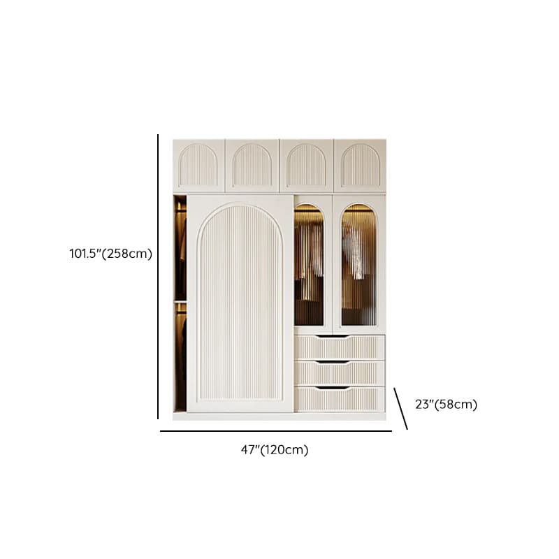 Chalk Composite Wood Cabinet Armoire with Soft Close Drawer, Specular Mirror, Soft Close Door, Interior Shelves, and Clothing Rod - image 18
