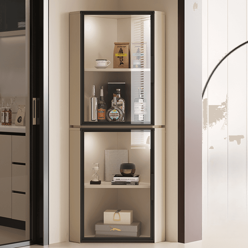 Nook Detached Accent Cabinet with Damp-proof and Scratch-immune Features, Glazed Door, Grip Bars, and Midnight Black/Chalk/Sepia Top - image 7
