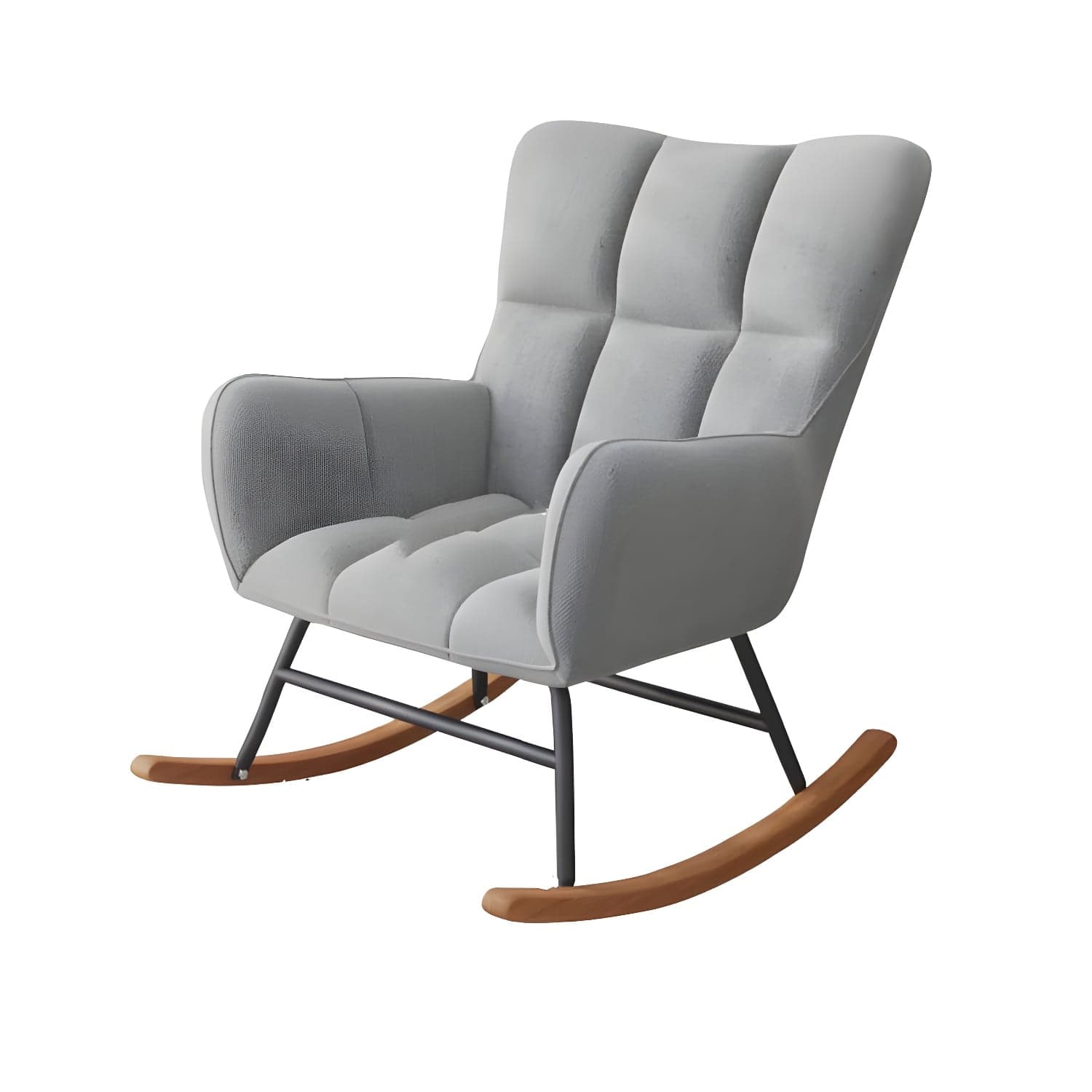 Modern Upholstered Rocking Chair for Comfort and Style - Brown Metal Legs and Track Arms - image 4