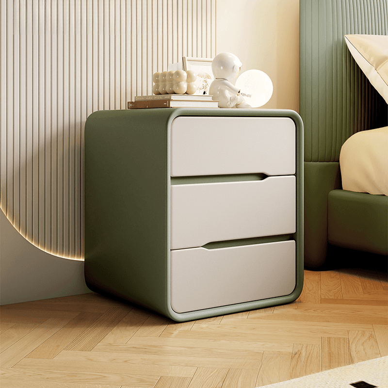 Art Deco Bedside Cabinet Nightstand Engineered Wood with 3 Drawers - image 9