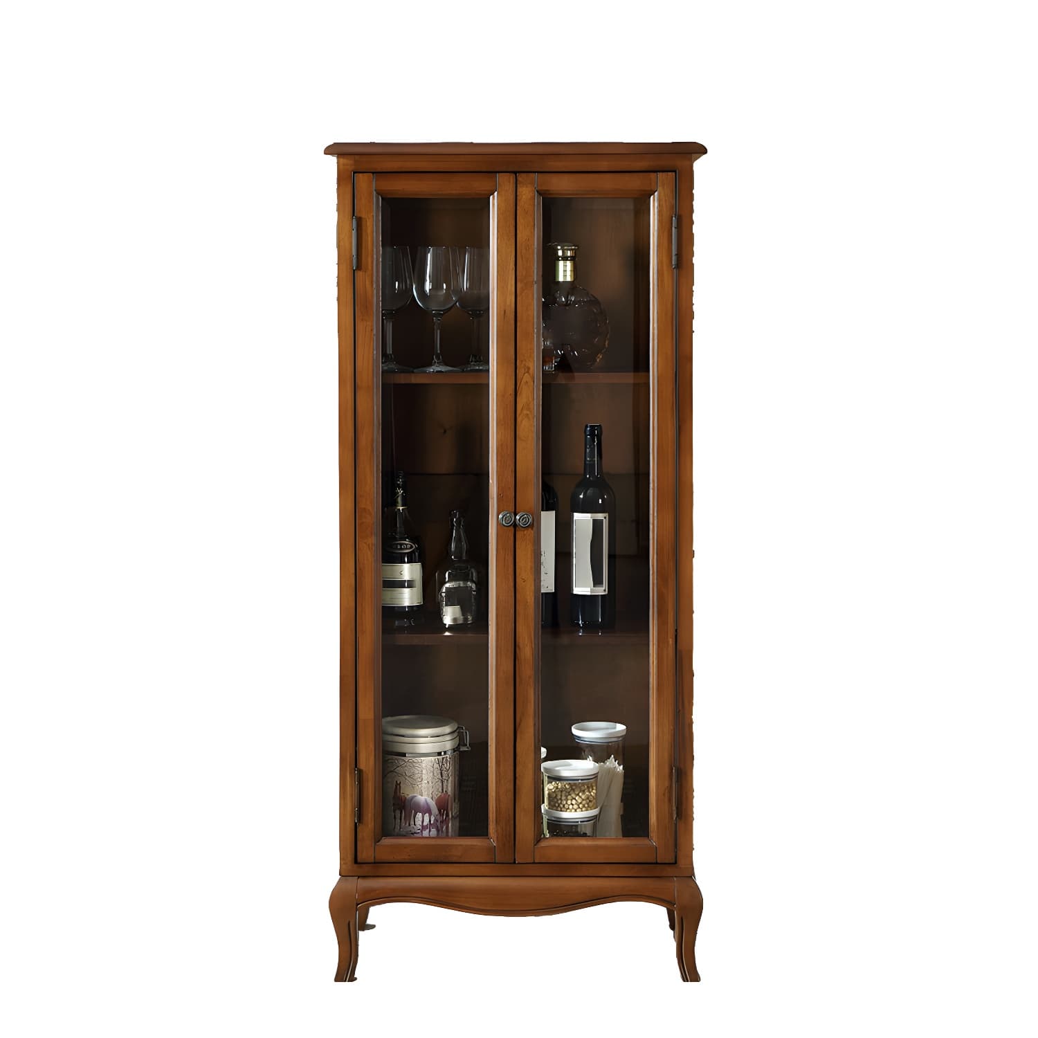 Mid-century Modern 51.18" Tall Glass Paned Accent Cabinet, Wooden Rectangle Cabinet - image 11