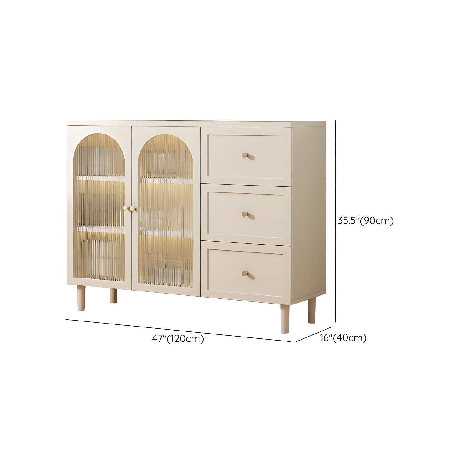 White Modern Wood Sideboard Credenza with Cabinets and Shelves Included - image 18