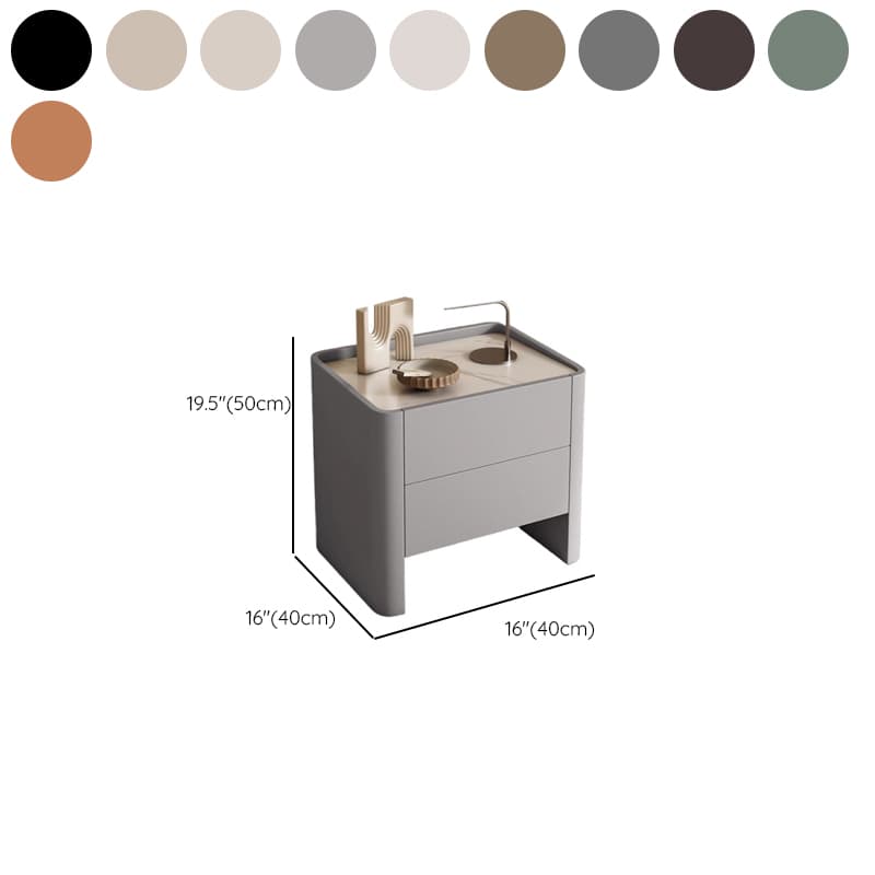 Stylish Drawer Storage Nightstand with 2 Drawers, Stone Countertop, and Leg - image 16
