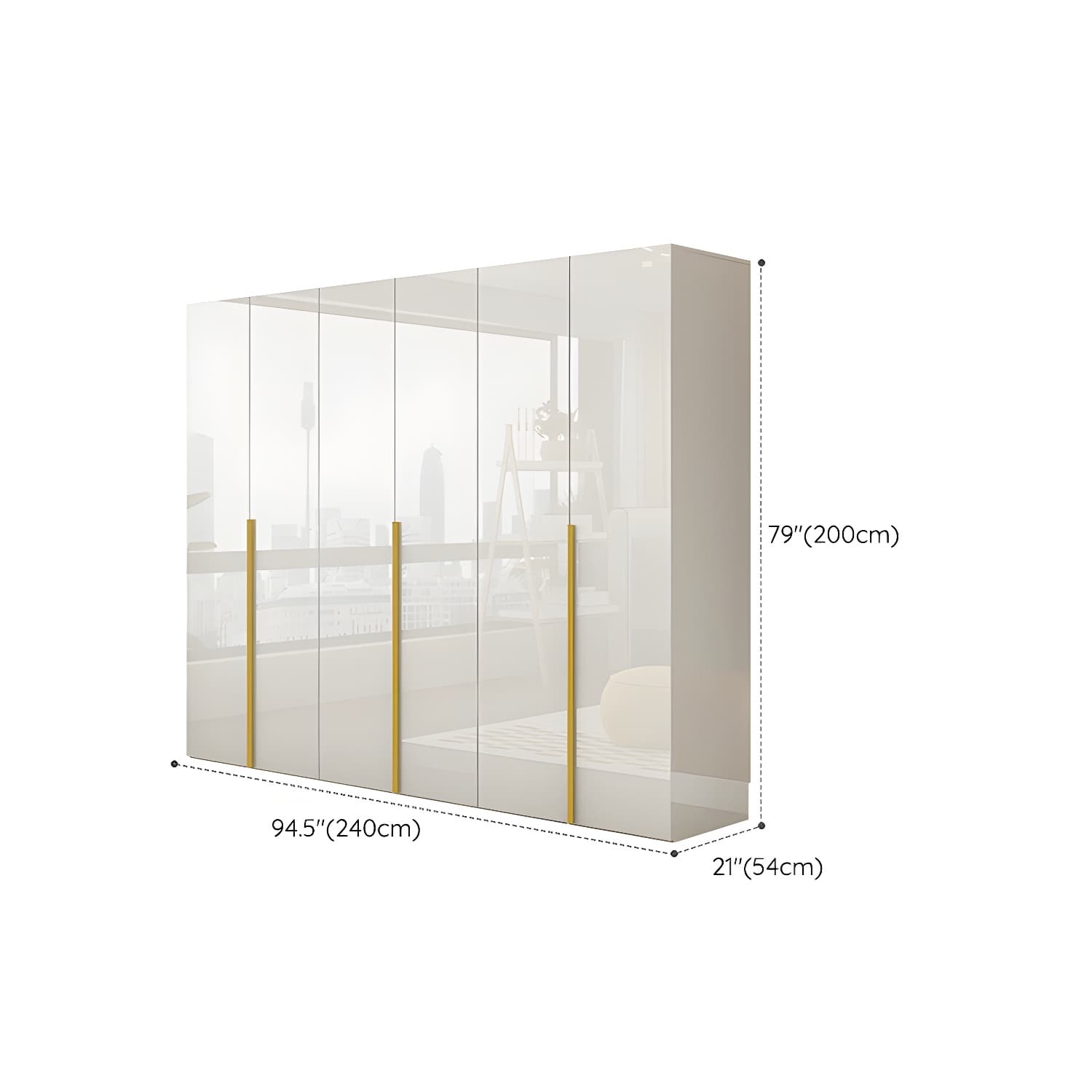 White Modern Style Wardrobe Cabinet Engineered Wood with Garment Rod - image 19