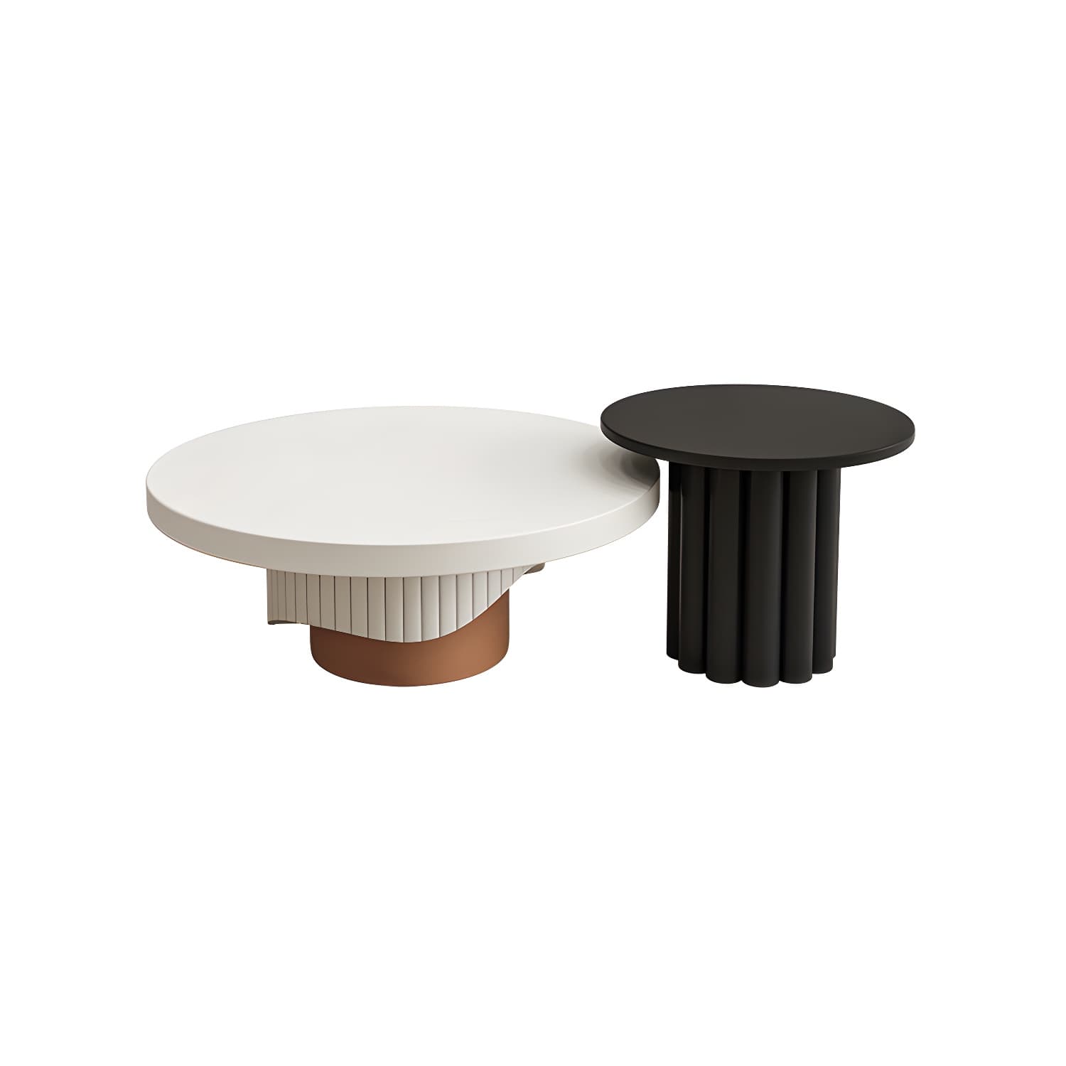 Pedestal Round Coffee Table Set Modern Minimalist Cocktail Table - image 8