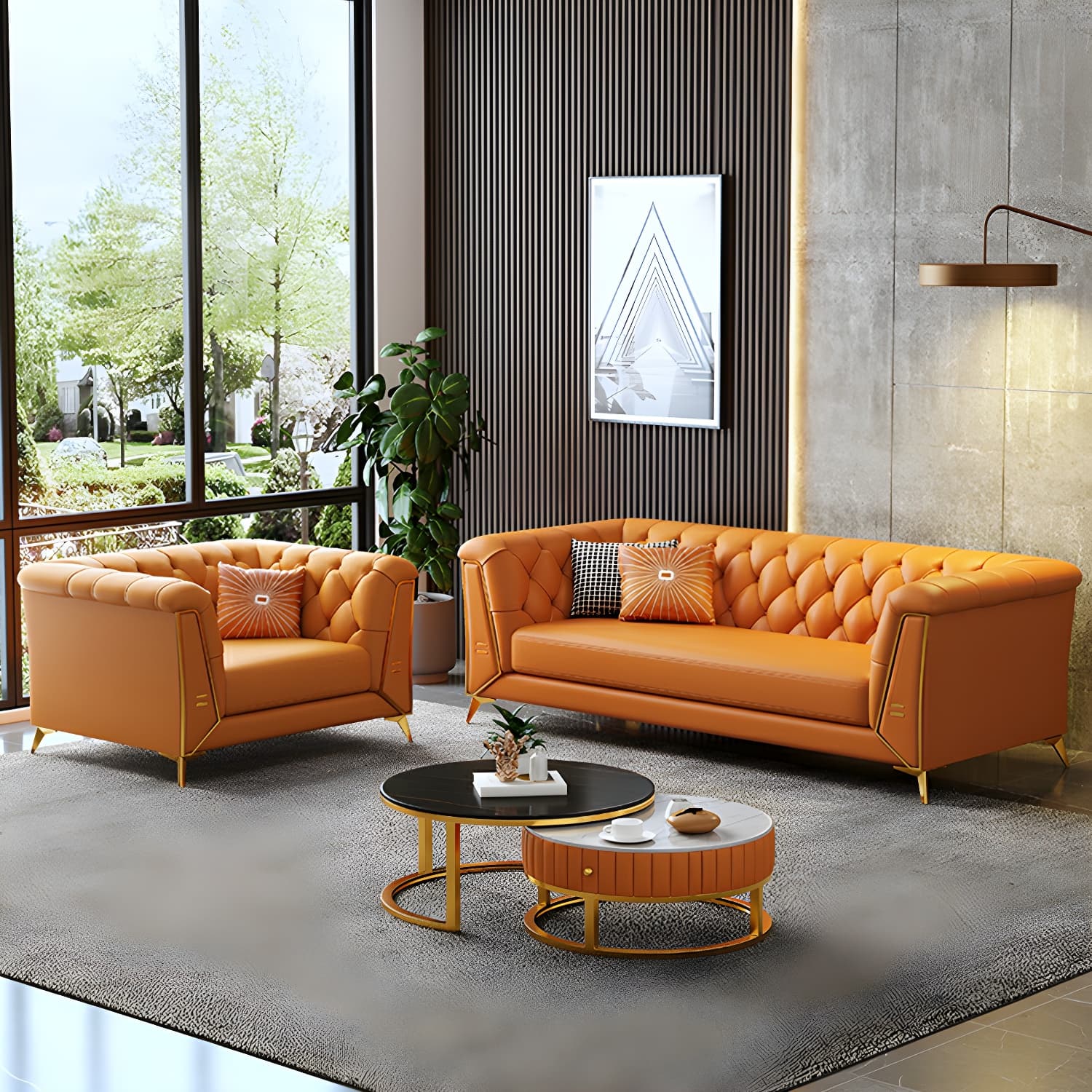Glam Wood Frame Standard Sofa with Tuxedo Arms in Solid Color - image 12
