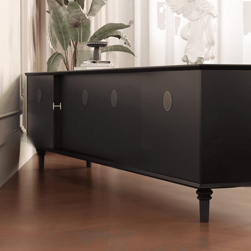 Black Art Deco Wooden TV Stand with Shelf, 4 Drawers, 2 Cabinets, and Cable Management - image 7