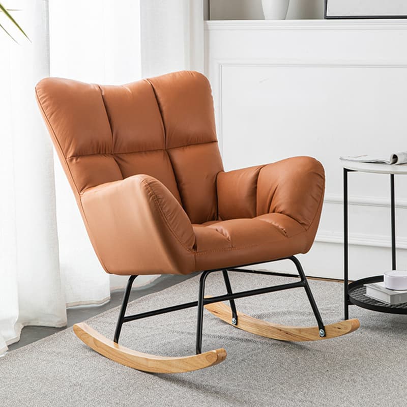 Midnight Black/Olive Green/Lemon Color Ergonomic Stationary Rocking Chair Couch with Rear & Round Arm - image 17