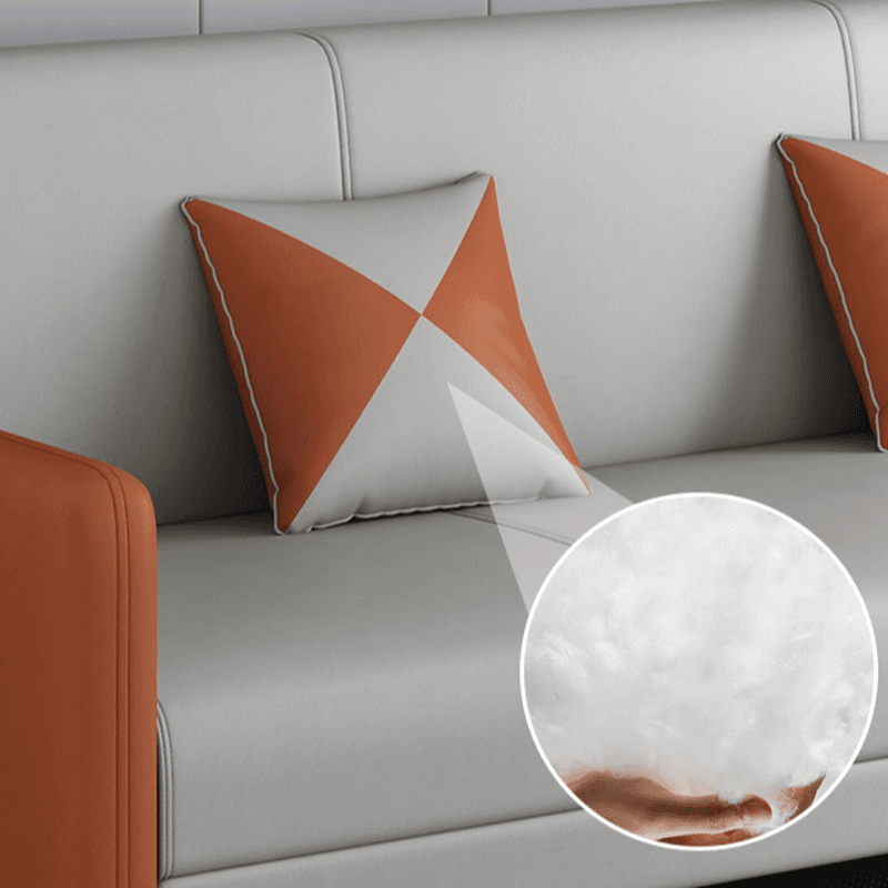 Trendy Solid Color Stain Resistant Standard Sofa in Grey/Cerulean/Beige with Arm, 4-seater/Seats 3 and 2 Pillows - image 30