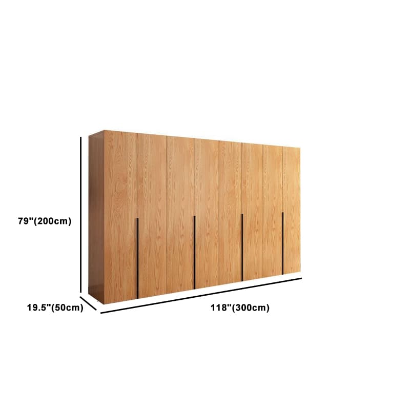 Natural Wood Freestanding Wardrobe Closet with Natural Doors - image 24