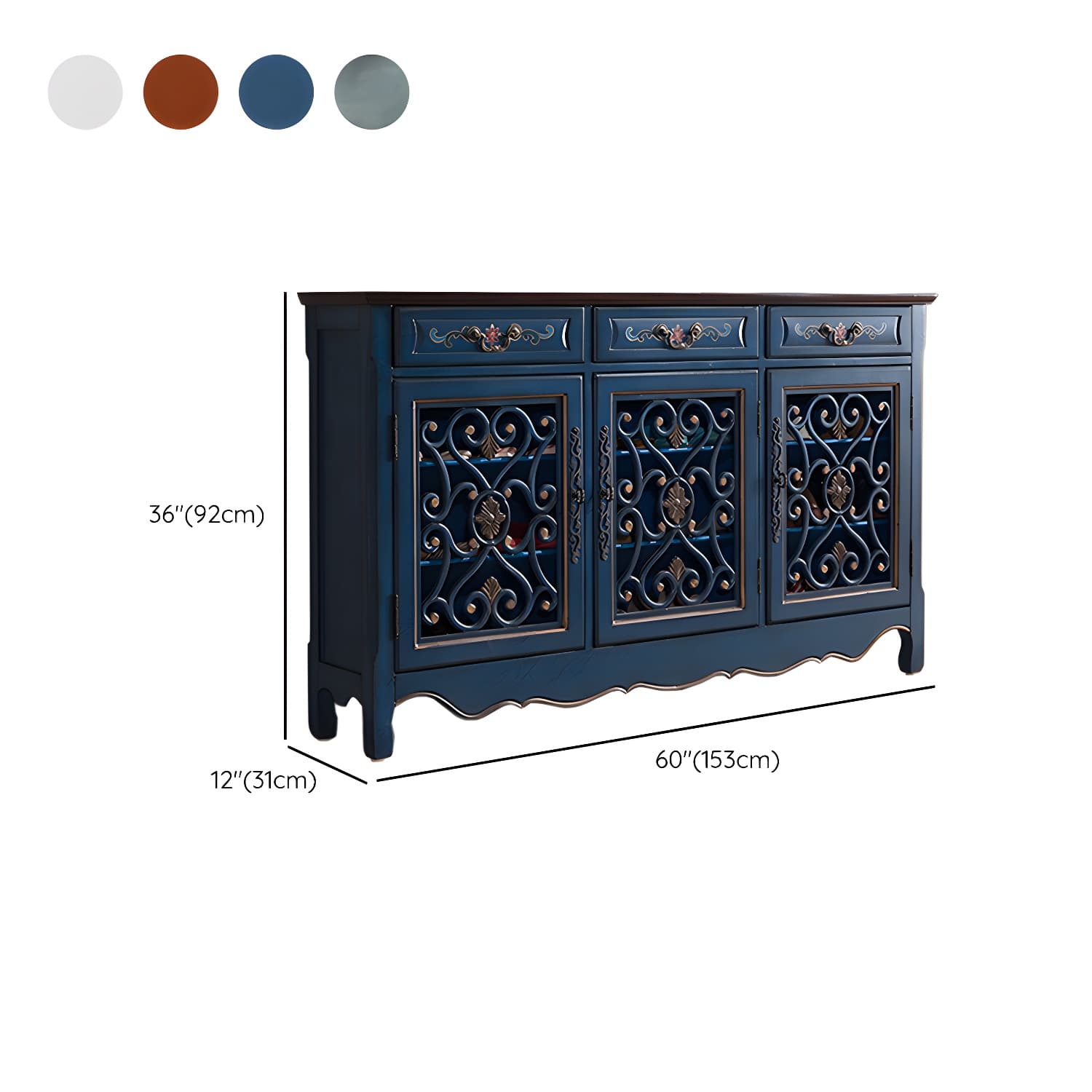Industrial Cabriole Legs Storage Cabinet Solid Wood Storage Cabinet - image 19
