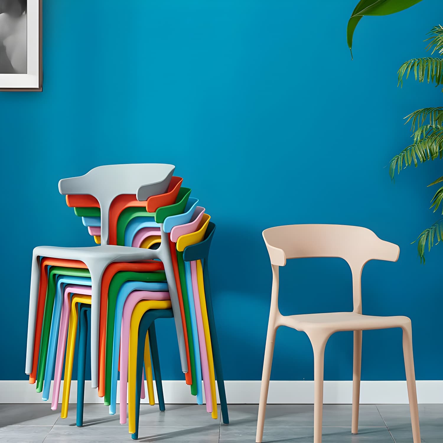 Glam Plastic Side Chair Matte Finish Open Back Dining Chair for Dinning Room - image 18