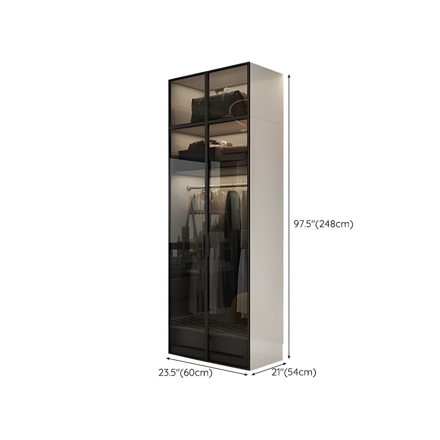 Sleek White Wood Wardrobe Armoire with Soft Close Drawers and Shelves - image 17