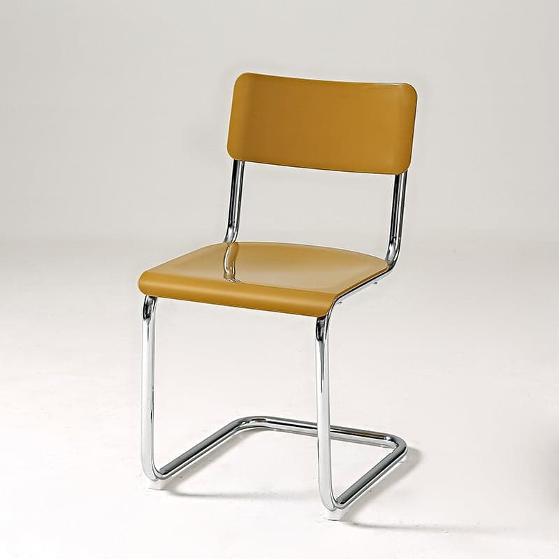 Cantilever Stable Armless Chair with Foot Pads, Open Back and Metal Base in a Modern Style - image 6
