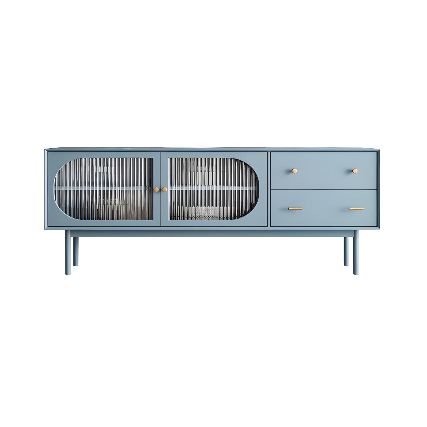 25.6" High Nordic TV Stand Solid Wood TV Cabinet with 2-Drawer & Cabinet - image 5