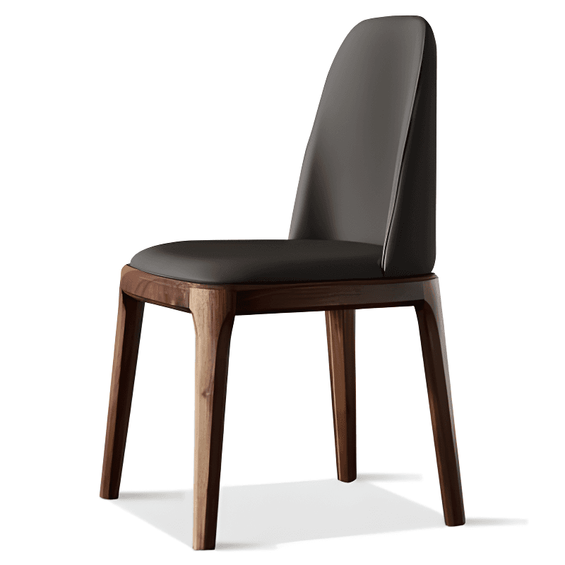 Natural Wood Outlined Unwavering Leather Cushion Side Chair for Dining Room