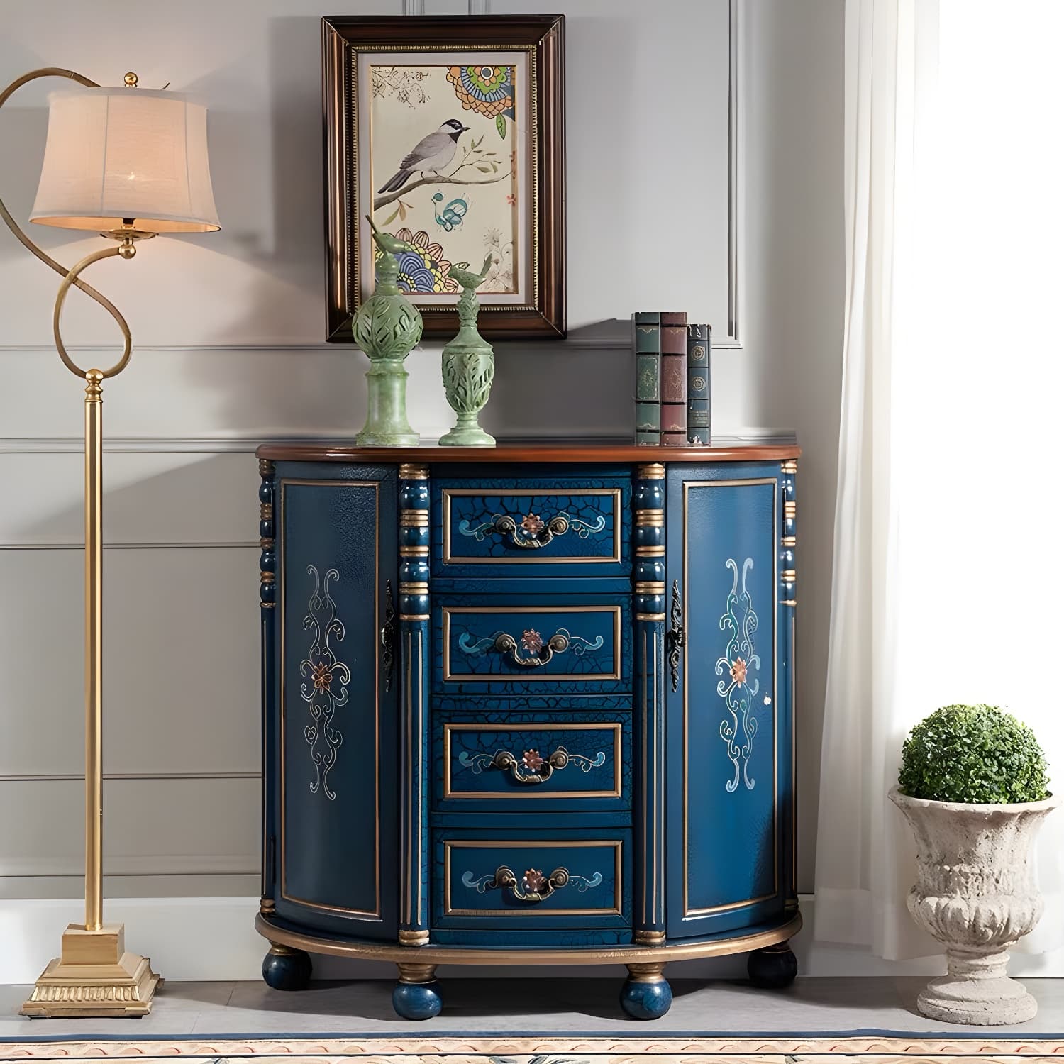 Industrial Distressed Wood Storage Cabinet 2 Doors Rectangle Accent Cabinet - image 6