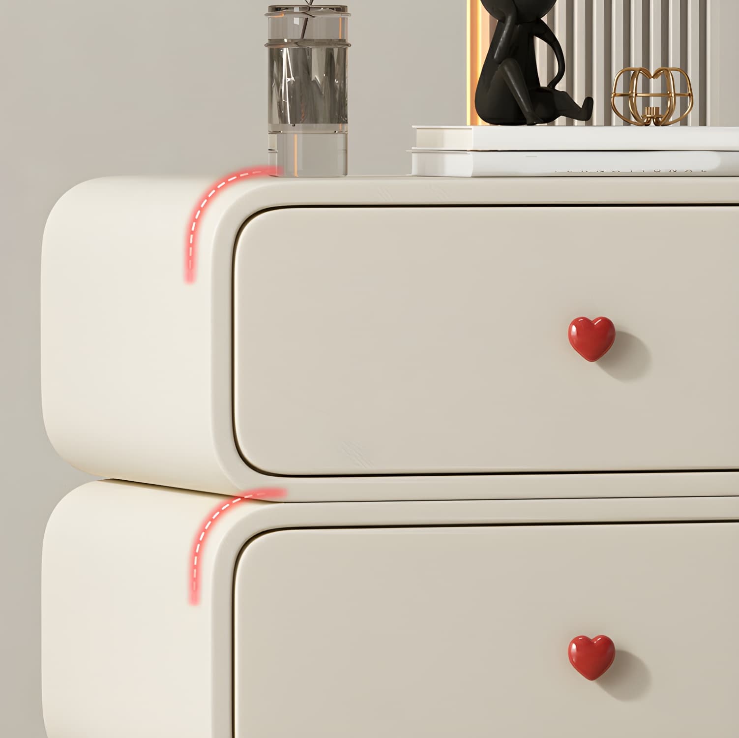 Contemporary Solid Wood Frame Nightstand with Microfiber Leather Silent Slide Two Drawers - image 18