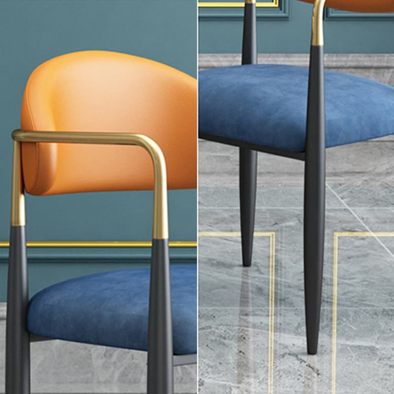 Faux Leather/Velour Upholstered Arm Chair with Arms and Black Legs in a Casual Style - image 13