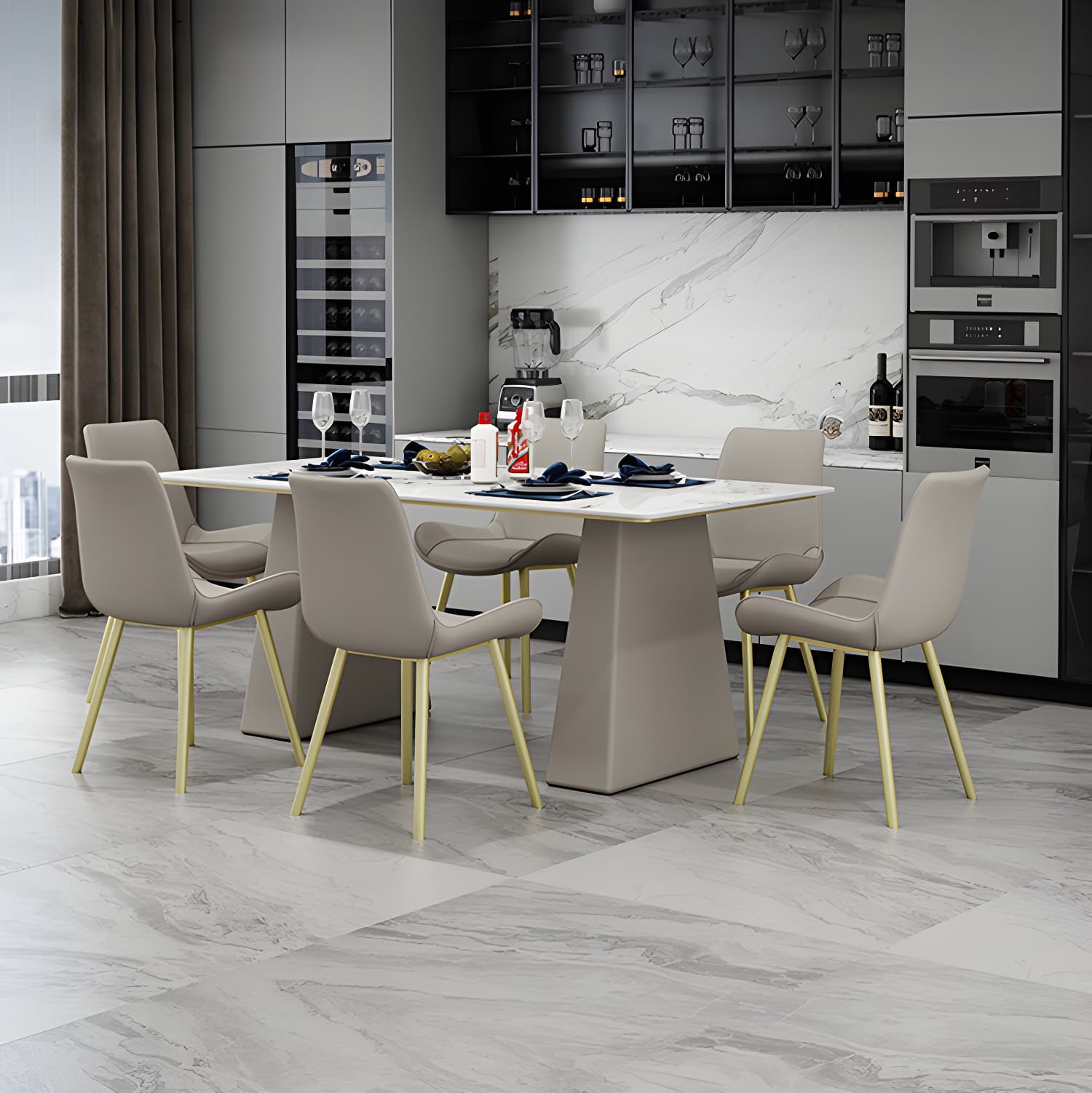 Modern Style Dining Set 1/5/7 Pieces Rectangle Stone Dining Table for Dining Room Kitchen - image 10