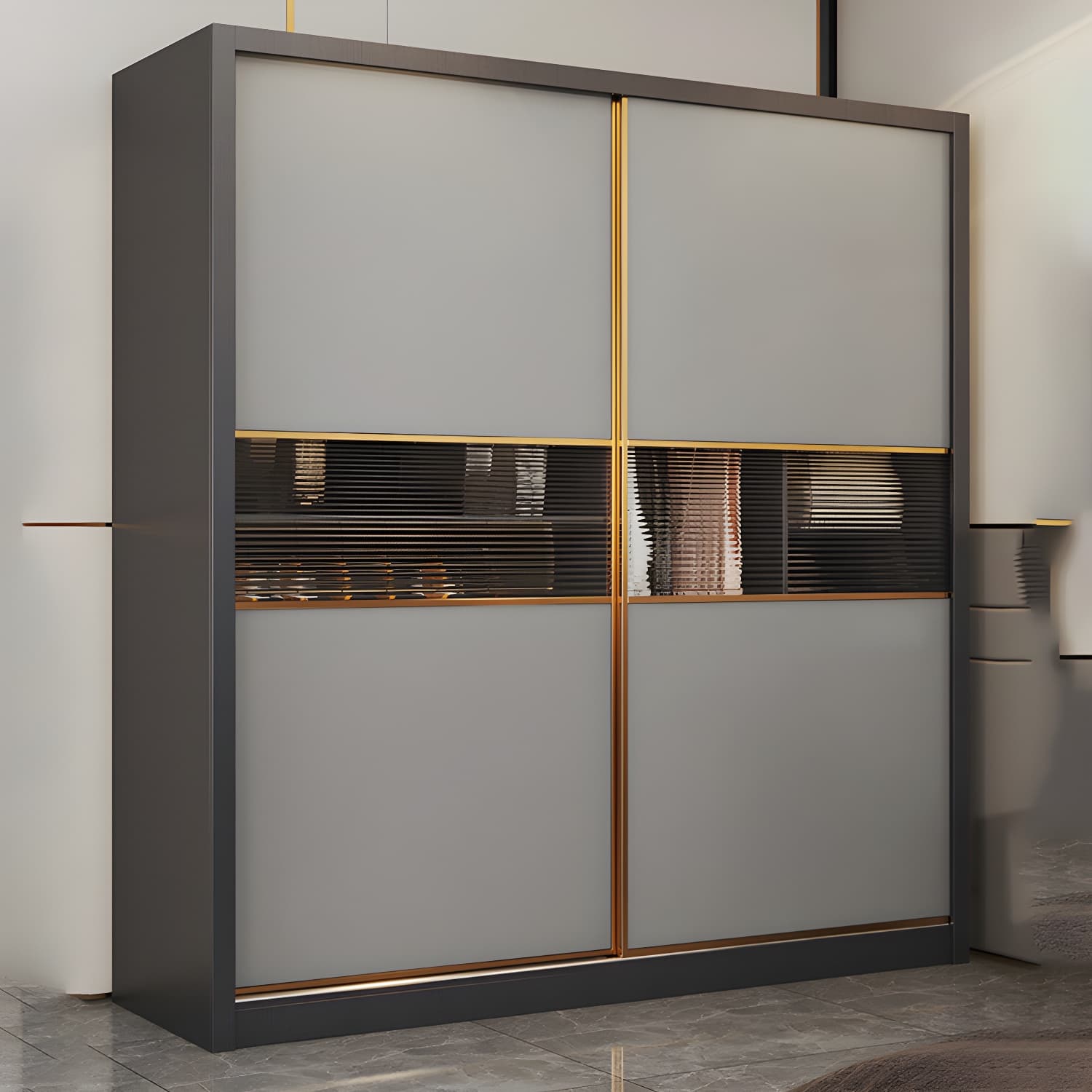 Modern Wood Freestanding Wardrobe Soft Close Drawer and Doors Wardrobe - image 4