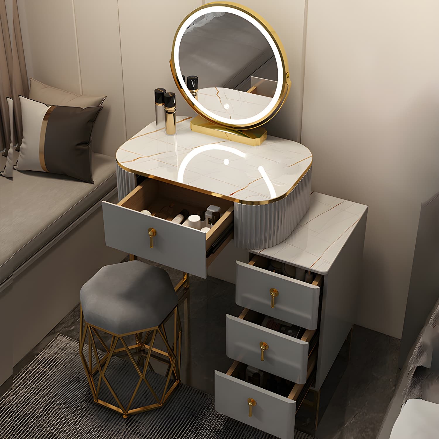 Contemporary Makeup Vanity Desk Table 29.9" H Bedroom Makeup Counter - image 4