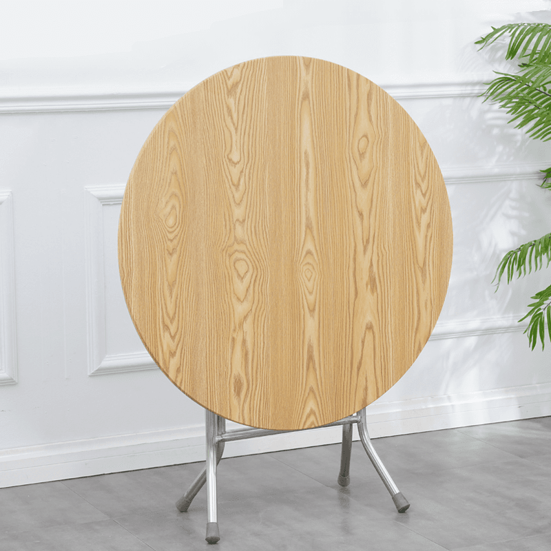 Art Deco Sepia/Natural Color/Cream Rounded Dining Table with Timber Top, Portable and Collapsible for 2 People - image 5
