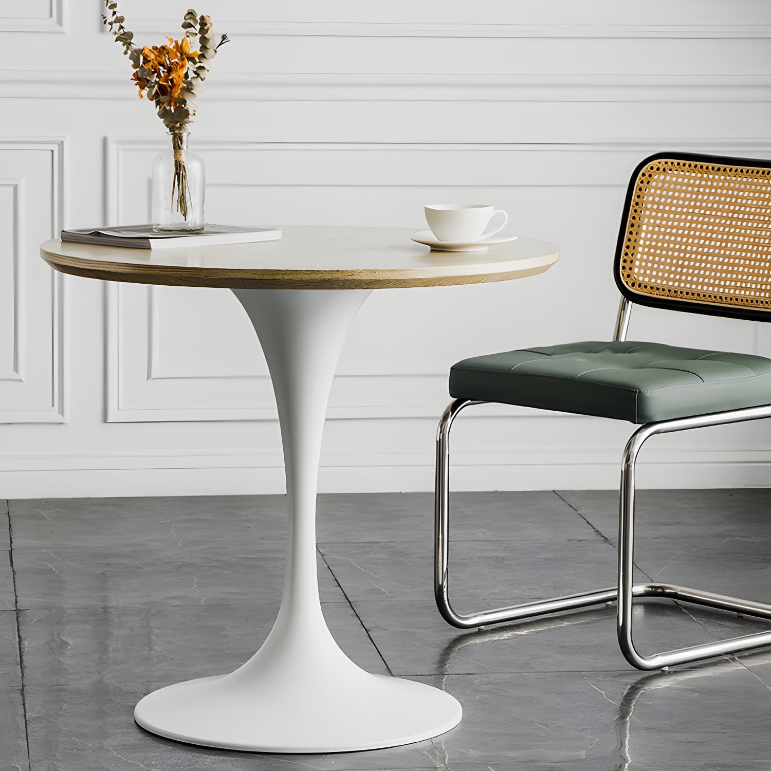 Modern Round Wood Dining Table Tulip Base Home Kitchen Dinner Dining Table - image 14