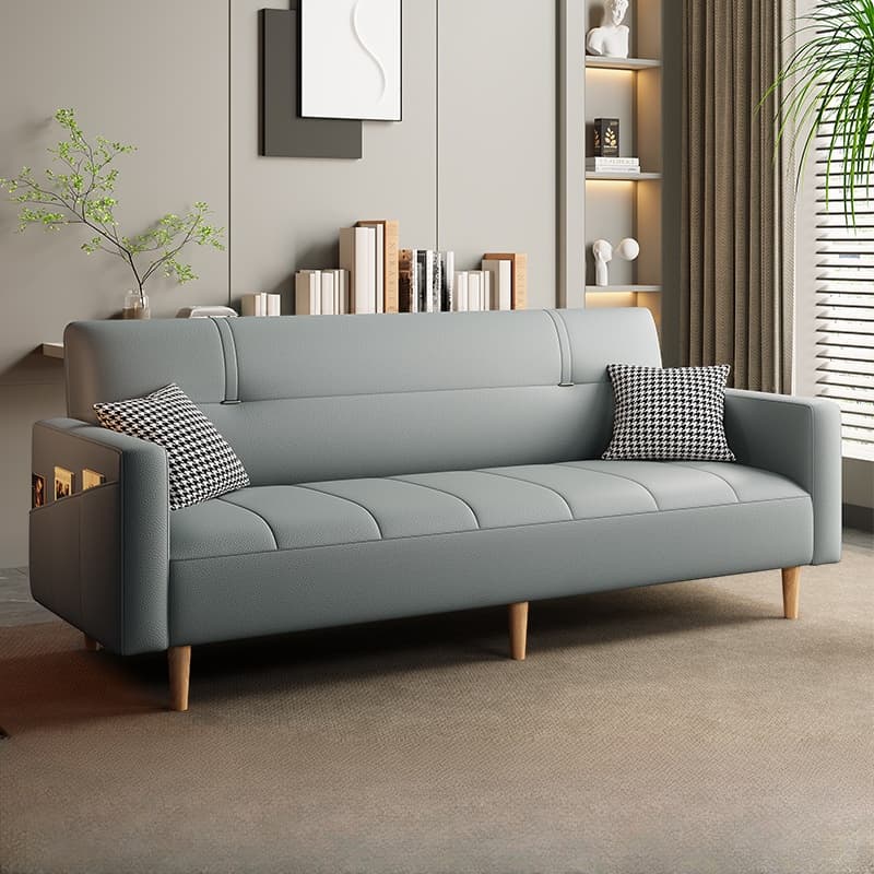 Trendy Water Resistant Convertible Sofa in Grey/Light Green/Off-White with Arm, 4-seater/Seats 3/2 People, Receptacle Storage, and 2 Pillows - image 9