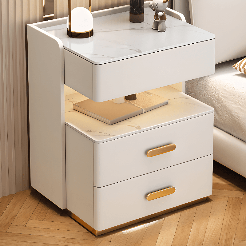 Minimalist Sintered Stone Drawer Storage Nightstand with Illumination Light - image 7