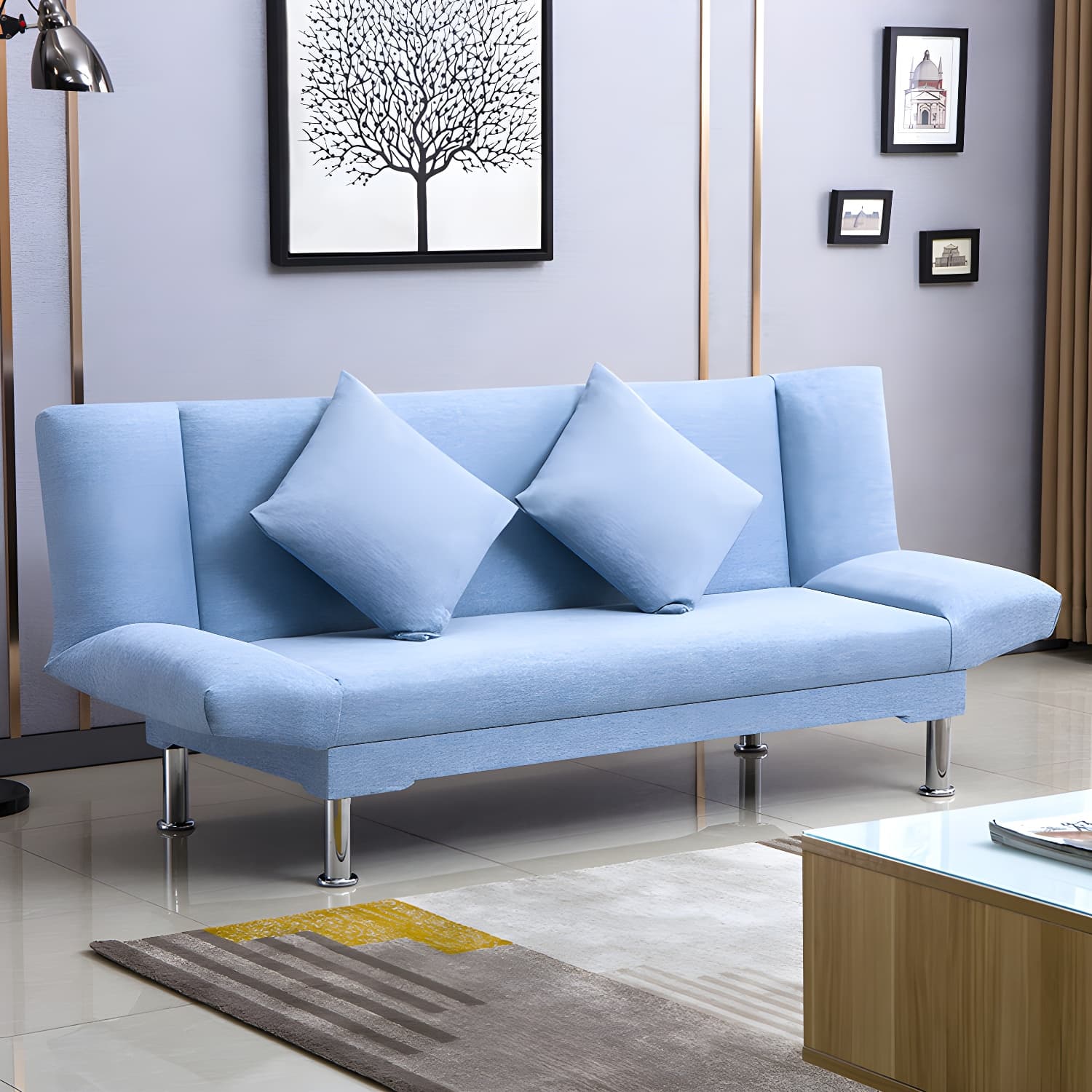 Silver Transitional Modern Tight Back Sofa Bed 29.53"High Armless Sofa Bed - image 24