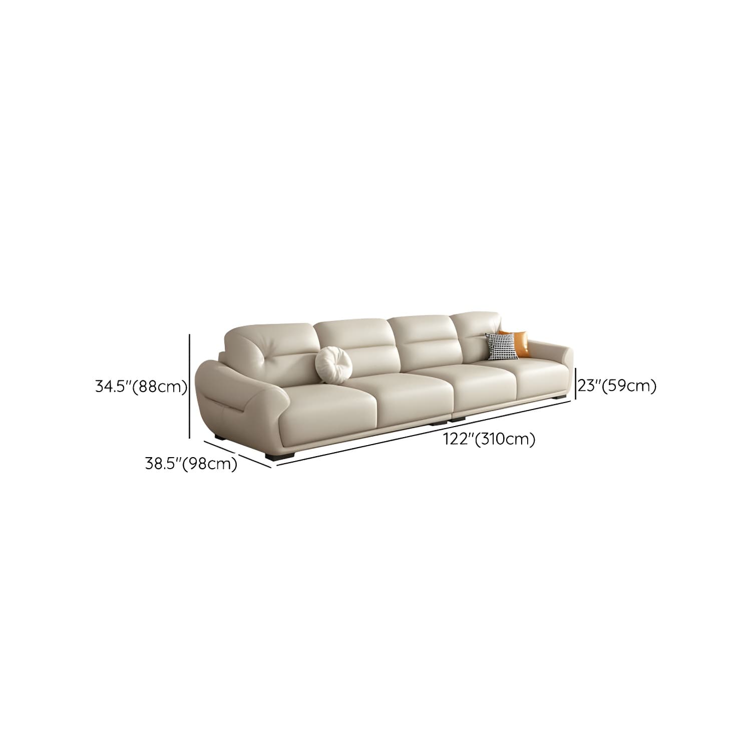 Modern Beige Upholstered Sectional Sofa with Flared Arms and Cushion Back Design - image 12