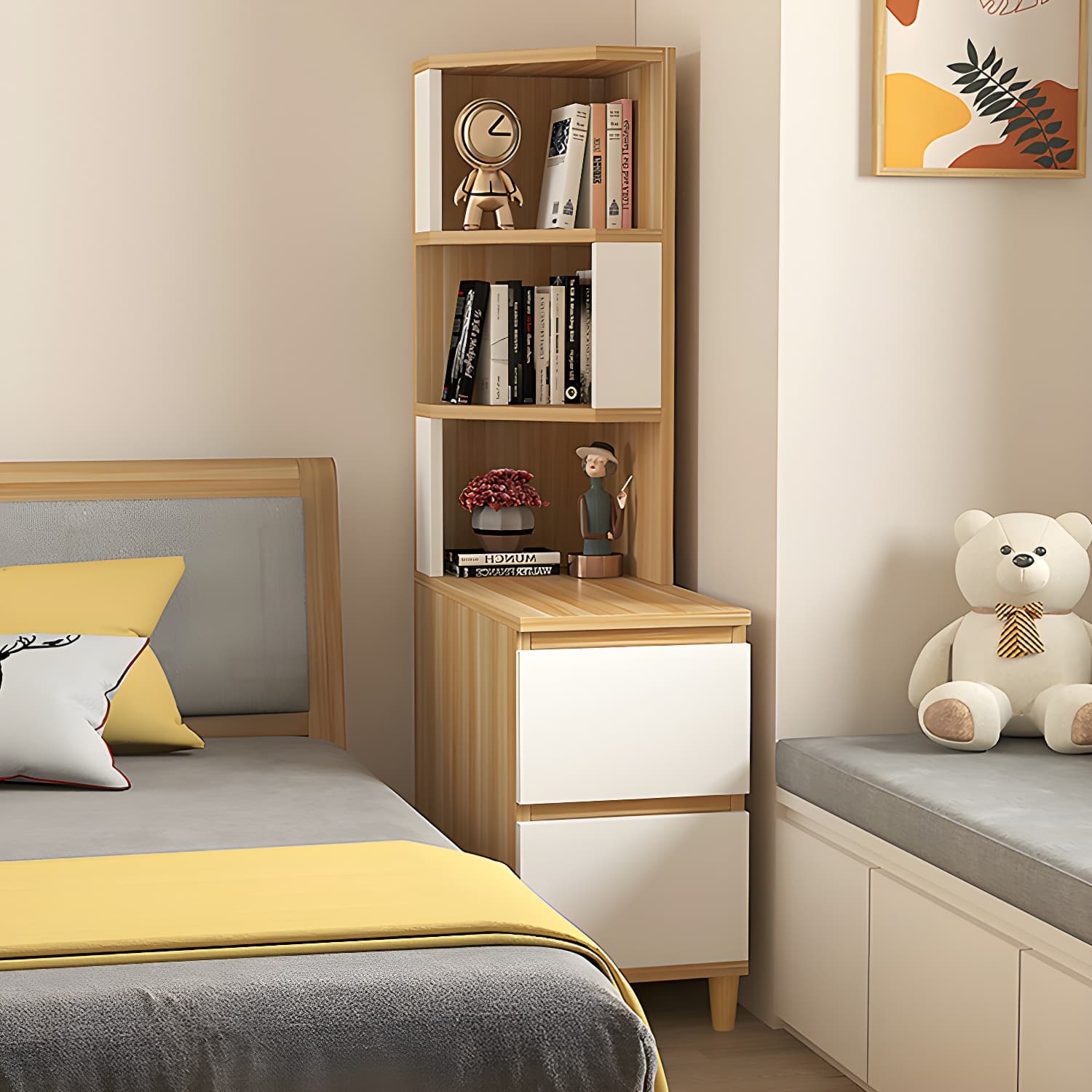 31" Wide Contemporary Corner 2 - Drawer Accent Chest with Shelves - image 18