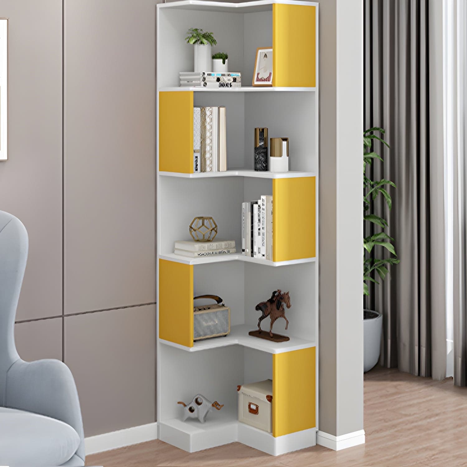 Contemporary Corner Standard with Shelves Manufactured Wood Accent Chest - image 5