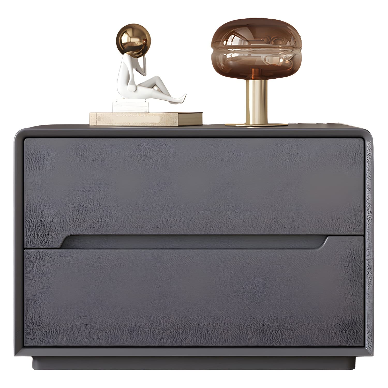 Modern Faux Leather Nightstand with 2 Drawers & No Distressing - Light Wood Tone - image 7