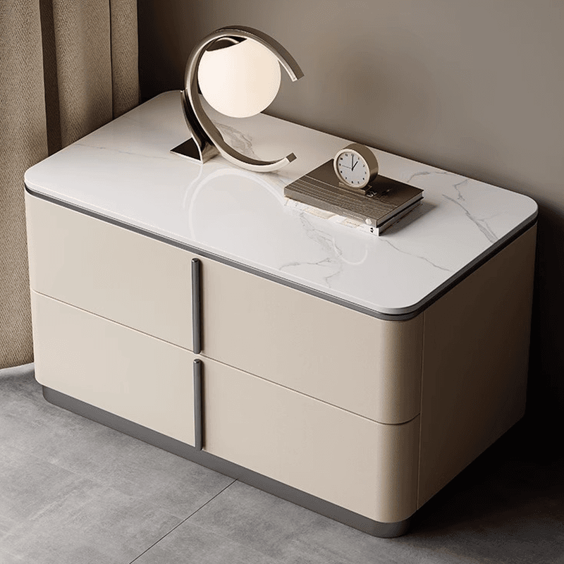 Modish Drawer Storage Bedside Table with 2 Drawers and Sintered Stone Countertop - image 14