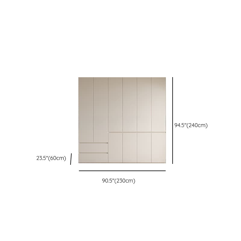 Beige Minimalist Manufactured Wood Cabinet Armoire with Soft Close Drawer, Soft Close Door, Interior Shelves, and Clothing Rod - image 30